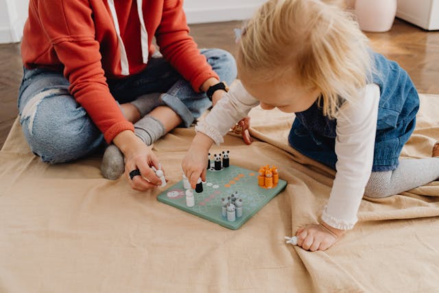 Parent and child bonding with a road trip game